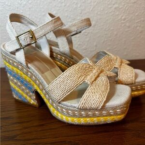 Dolce Vita Platform Heels Shoes Sandals Boho Macrame 6.5